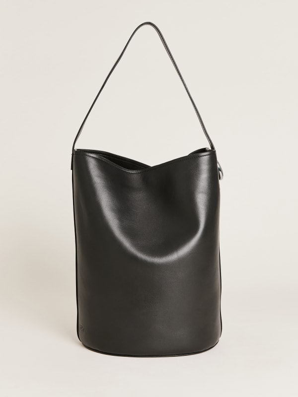Seleena Bucket Bag - Black Leather